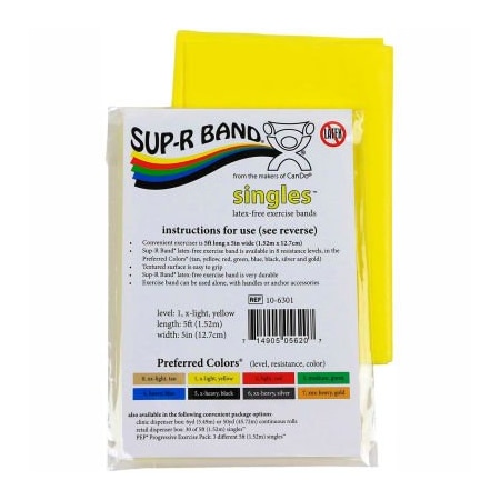 Fabrication Enterprises Sup-R Band Latex Free Exercise Band, 5' Strip, Yellow, 1/PK 1607707